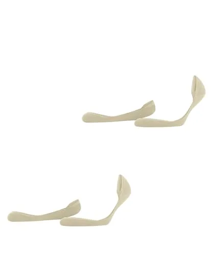 ESPRIT Damen Füßlinge Solid Low Double Pack W In Baumwolle unsichtbar einfarbig 2 Paar, Beige Cream 4011, 39-42