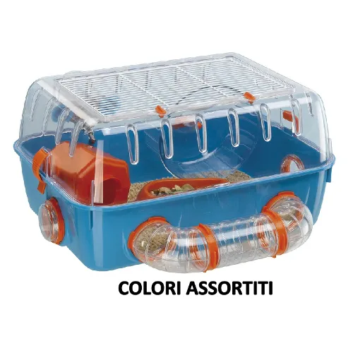 Ferplast Hamsterkäfig COMBI 1 - Kleintierkäfig 40 x 33 x h 23 cm, inklusive Zubehör und optimale Sichtbarkeit für Ihre Nager