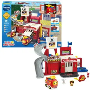 VTech Tut Tut Baby Flitzer - Feuerwache, interaktives Feuerwehr-Spielset mit Melodien und beweglichen Elementen für Kinder von 1-5 Jahren