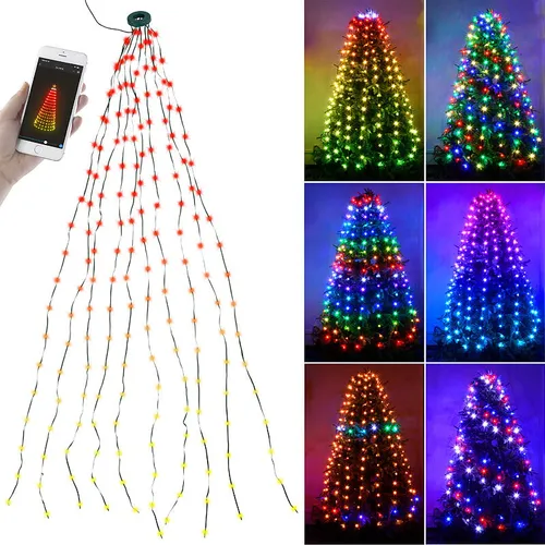 Lunartec Smarter LED-Tannenbaumüberwurf, 1,8 m, 180 RGB-IC-LEDs, App, IP44