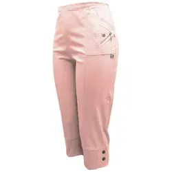 Kurze Hosen Damen Sommerhosen Bermuda 7/8 Schlupfhose leichte Stoffhose angenehme Caprihose mit Taschen (44-46, Rosa)