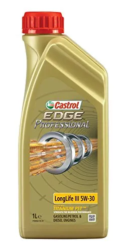 Castrol EDGE Professional LongLife III 5W-30 - 1 Liter - Motoröl für Kraftfahrzeuge, bietet herausragenden Schutz und Leistung bei hohen Temperaturen, geeignet für viele Fahrzeugmarken und Spezifikationen.