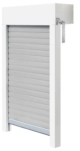 Schellenberg 39057 Aufsatzrollladen-Set für Fenster, Rollladensystem Mini, PVC, 80 x 100 cm, weiß/grau, kürzbar in Höhe, Breite, inkl. EPS-Dämmung und Zubehör für die Selbstmontage