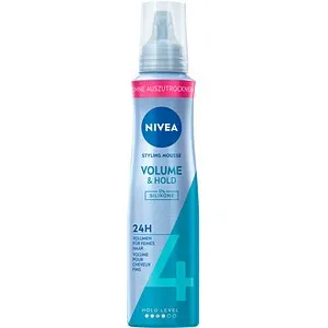 Nivea Volume Sensation Schaumfestiger 150 ml - Schaumfestiger für Damen, 150 ml. NIVEA Volume Sensation bietet starken Halt und erhöht das Volumen Ihrer Frisur. Ideal für langanhaltendes Styling ohne zu verkleben.