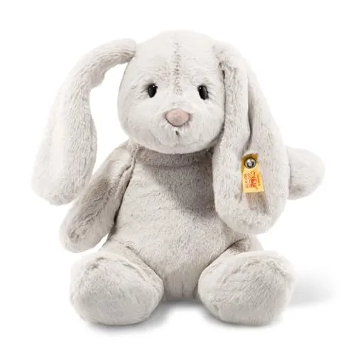 Steiff Hoppie Hase - 28 cm hellgrau, flauschiges Kuscheltier mit langen Schlappohren, ideal zum Spielen und Kuscheln für Kinder