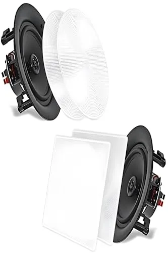 Pyle Deckeneinbaulautsprecher, 17cm Deckenlautsprecher Bluetooth, Hochtöner, Flacher Woofer, 200W- 2 Wege Wandlautsprecher, Ceiling Speaker- für Büro Küche Wohnzimmer Heimkino, Stereoanlage, Weiß