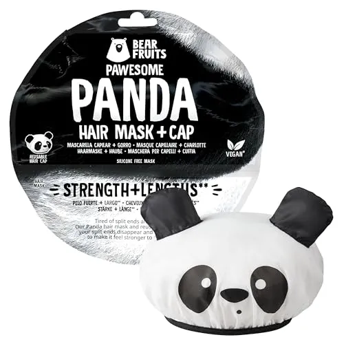 BEAR FRUITS Bambus Stärke und Länge Haarmaske mit Panda-Haube, 20 ml