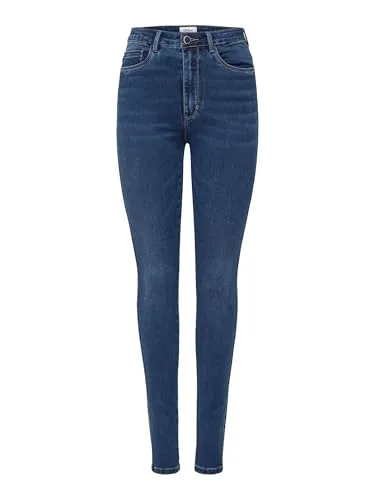 ONLY Damen Skinny Fit Jeans ONLROYAL High Waist - Hochwertige Skinny Fit Jeans aus Bio Baumwolle, die sich perfekt an deine Beine schmiegt und ideal für einen stylishen Look ist. Erhältlich in Dunkelblau und Größe S/32L.