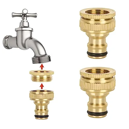 Figarge 1/2 Zoll auf 3/4 Zoll Gartenschlauch Adapter - Messing Schlauchkupplung (2 Stück) - Praktische 2-in-1 Schlauchadapter für 1/2" und 3/4" Wasserhähne. Hergestellt aus langlebigem Messing, rostfrei und auslaufsicher. Ideal für Gartenbewässerung und einfach zu installieren.