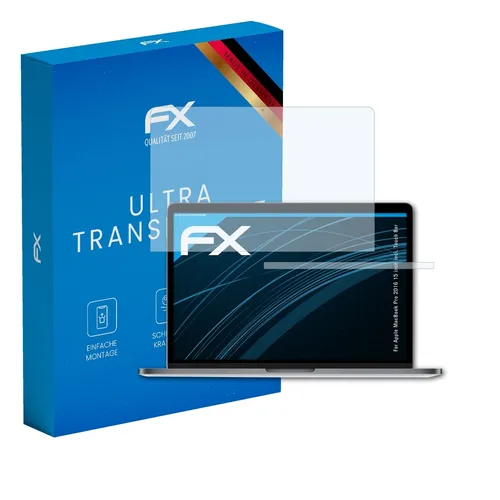 atFoliX 2x Schutzfolie für Apple MacBook Pro 2016 15 inch incl. Touch Bar klar