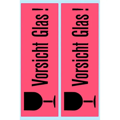 HERMA 10 Warnetiketten 5739 rot "Vorsicht Glas!" 39,0 x 118,0 mm