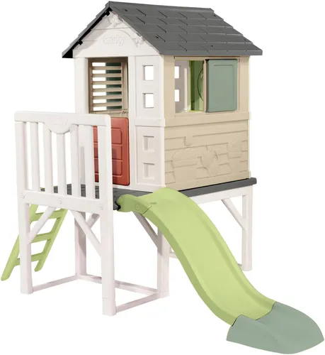 Smoby Life Stelzenhaus mit Rutsche - Spielhaus aus 64% recyceltem Material, ideal für Kinder ab 2 Jahren. Mit Fenster, Tür und Veranda bietet es perfekten Spielspaß und ist besonders stabil und wetterbeständig.