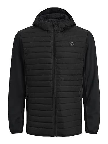 Jack & Jones Herren JjemGewatteerde Noos Jacke 12182242, Black 3, XL - Funktionsjacke für die Übergangszeit, gesteppter Stoff mit Daunenwattierung für Wärme und leichtes Tragegefühl, ausgestattet mit hohem Kragen und praktischen Reißverschlusstaschen.