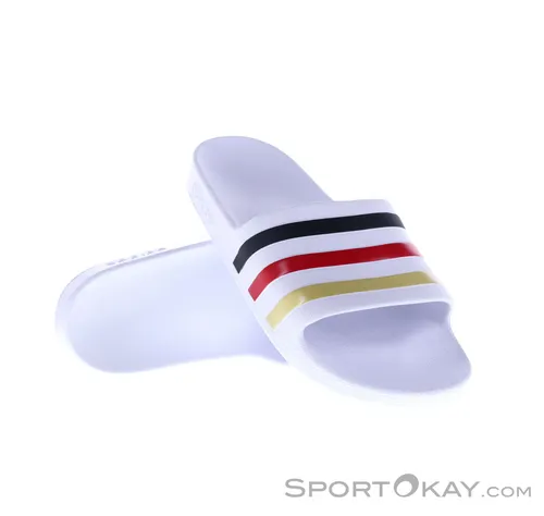 adidas Unisex Adilette Aqua Slides, ftwr white/core black/gold met., 44.5 EU - Bequeme Slip-On Badeschuhe mit weichem Cloudfoam Fußbett für hohen Tragekomfort. Ideal für den Einsatz am Pool oder Strand. Schnelltrocknendes Material sorgt für ein angenehmes Tragegefühl.