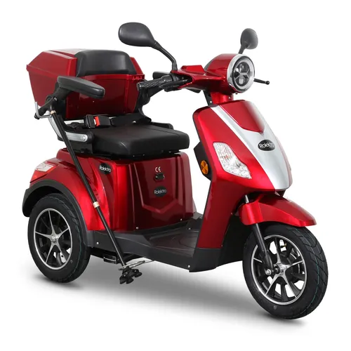 Elektromobil ROLEKTRO E-Trike 25 V.2, rot - Behinderten-Bedarf - Komfortables 3-Rad E-Trike mit 1000W Motor, 50 km Reichweite und sicherem Fahrvergnügen ohne Helmpflicht bei angelegtem Gurt.