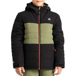 Dare 2b Ski- / Snowboardjacke "Cheerful II" in Schwarz/Khaki, Größe 140 - Funktionsjacke für Kinder, wasserdicht und atmungsaktiv, ideal für Skifahren und Snowboarden, mit verstellbarem Schneefang und seitlichen Reißverschlusstaschen.