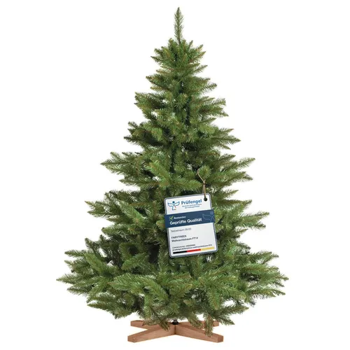 FairyTrees Weihnachtsbaum künstlich 150cm NORDMANNTANNE - Künstlicher Weihnachtsbaum mit stabilem Holzständer, realistische Optik und einfach aufzubauen – ideal für festliche Dekoration in jedem Raum.