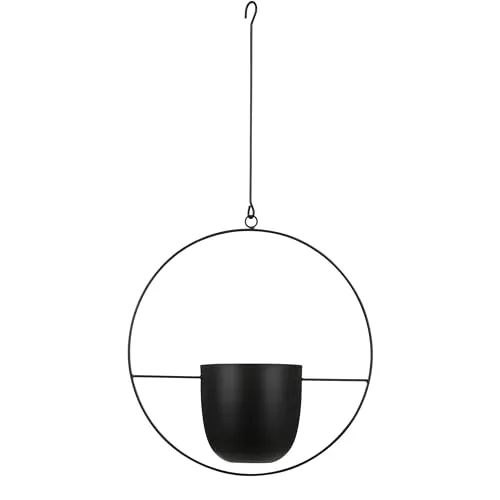 MICA Decorations Dexter Blumentopf hängend - Schwarz - L34 x B14 x H65 cm - Hängen Sie diesen stilvollen Blumentopf an die Decke und schaffen Sie einen einzigartigen Blickfang. Ideal für Pflanzenpräsentationen im modernen, industriellen Design.