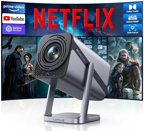 Smart Beamer mit Netflix Lizenz & Dolby Audio – 4K Heimkino Projektor - Erleben Sie Kino-Feeling zu Hause mit unserem Smart Beamer! Offiziell lizenziert für Netflix, bietet er native 1080P Auflösung, 600 ANSI-Helligkeit und Dolby Audio für ein beeindruckendes Klangerlebnis.