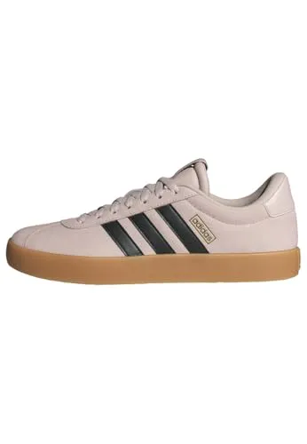 Adidas Herren VL Court 3.0 Schuhe - Putty Mauve/Black/Gold, 44 EU - Stylische Sneakers mit regulärer Passform und Schnürsenkeln. Das Obermaterial aus Leder sorgt für Komfort, während die dämpfende Zwischensohle und die Gummiaußensohle optimalen Halt bieten.
