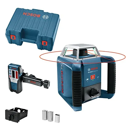 Bosch Professional Rotation Laser Level GRL 400 H - Messgeräte mit IP56-Schutz gegen Wasser und Staub, ideal für Baustellen. Ein-Knopf-Bedienfeld und automatische Selbstnivellierung für präzise Ergebnisse.