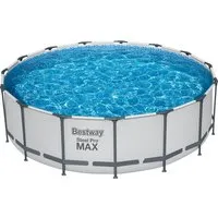 Bestway Steel Pro MAX Frame Pool 457 cm - Komplett-Set mit Filterpumpe - Runder Swimmingpool Ø 457 x 122 cm, robustes Stahlrahmen-Design für langanhaltenden Spaß im Garten, inklusive Filterpumpe für sauberes Wasser.