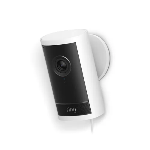 Ring Outdoor Cam Pro Plugin - 4K-Außenkamera mit Netzstecker - Weiß - Erleben Sie gestochen scharfe 4K-Überwachung mit 10-fachem Zoom und innovativer Nachtsicht. Ideal für den flexiblen Einsatz im Freien dank witterungsbeständiger Bauweise.