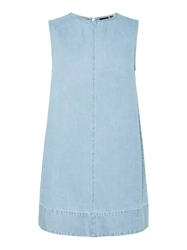 Pieces Kleid "Flora" in Hellblau - XL - Elegantes Kleid in Hellblau mit breiten Trägern und Rundhalsausschnitt. Der lockere Schnitt und der Knopfverschluss am Rücken sorgen für hohen Tragekomfort und einen stilvollen Look.