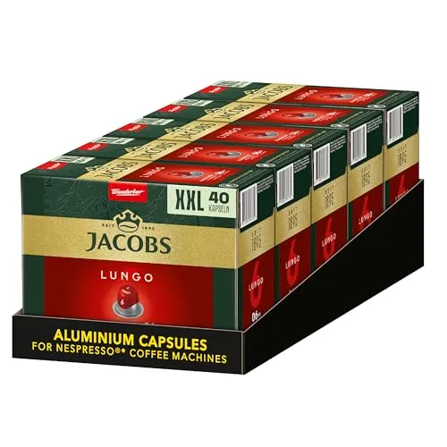 JACOBS Lungo 6 Classico Kapseln - 100 Stück für Nespresso®* - Kaffeekapseln & -pads, UTZ-zertifiziert, mittel gerösteter Kaffee mit vollem Aroma, ideal für Nespresso®*-Maschinen, perfekt für Kaffeeliebhaber.