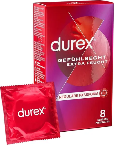 Durex Gefühlsecht Extra Feucht Kondome  mit extra Gleitgel (8 Stück)