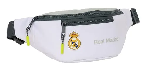Real Madrid 25/26 - Gürteltasche mit Außentasche, ideal für Jugendliche und Kinder verschiedener Altersgruppen, bequem und vielseitig, Qualität und Widerstandsfähigkeit, 23 x 9 x 12 cm, weiß, Mediano