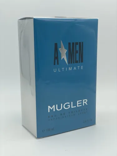 Mugler A Men Ultimate 100ml Eau de Toilette - Herrendüfte mit magnetisch anziehendem Duft, inspiriert von einem Whisky-Flachmann. Der gummierte Flakon in Signal-Türkisblau verkörpert Männlichkeit und Superkräfte.