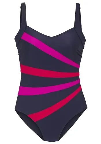 Badeanzug LASCANA "Isolde" Damen Gr. 48 Cup D blau - Badeanzug aus Recycling-Polyamid mit integrierten Softcups und Shaping-Einsatz für optimalen Komfort. Ideal für stilbewusste Frauen, die Wert auf Nachhaltigkeit legen.