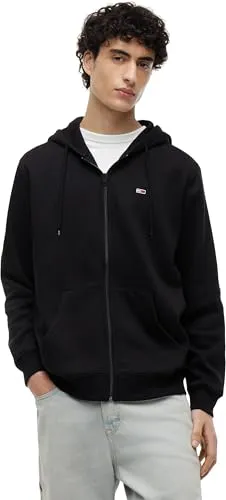 Tommy Jeans Herren Sweatshirt "TJM REG S FLAG ZIP FLEECE THRU" - Herren-Sweatjacke mit besticktem Markenlogo, weiche Sweat-Qualität und praktische Kapuze mit Kordelzug für optimalen Tragekomfort.