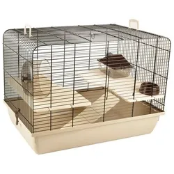 Flamingo Kleintierkäfig Hamsterkäfig Milo 2 beige - Kleintierkäfige mit großzügigem Platzangebot, ideal für Hamster und andere Kleintiere, in stilvollem Beige.