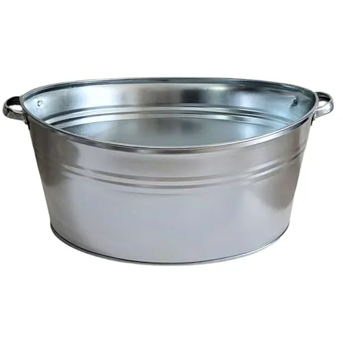 Storm's Gartenzaubereien Zinkwanne oval groß - 40 Liter vielseitig einsetzbar - Gartendeko: Wasserdichte Zinkwanne mit 40 Litern, ideal als Miniteich, Pflanzschale oder Getränkekühler. Robuste Griffe ermöglichen einfaches Tragen.
