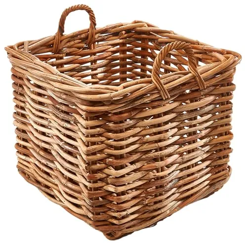 Kobolo Rattankorb mit Henkeln in Cane, groß - Dekokorb aus nachhaltigem Rattan, ideal für die stilvolle Aufbewahrung von Decken, Kissen oder Pflanzen – ein echtes Highlight für jedes Zuhause.