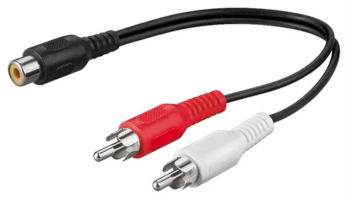 Y-Adapterkabel, 1x Cinch Buchse 2x Stecker - Länge: 0,20 m
