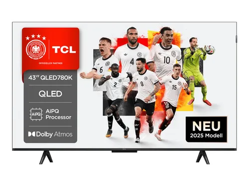 TCL 43QLED780K - 43 Zoll QLED TV - Fernseher mit 4K Ultra HD, Game Master und Dolby Vision für ein beeindruckendes Seherlebnis. Smart TV mit Sprachsteuerung und vielseitigen Anschlussmöglichkeiten.