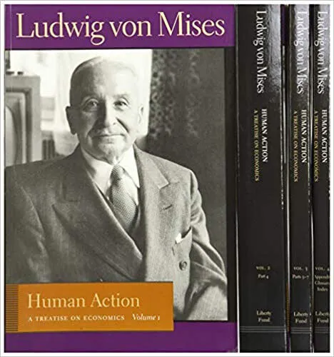 Human Action: A Treatise on Economics von Ludwig Von Mises - Wirtschaftslehre, gebrauchtes Buch in gutem Zustand, bietet tiefgreifende Einblicke in ökonomische Prinzipien und menschliches Handeln.