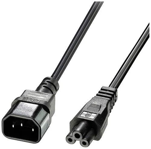 LINDY Strom Anschlusskabel [1x Kaltgeräte-Stecker C14 - 1x Kleeblatt-Buchse C5] 3.00m Schwarz