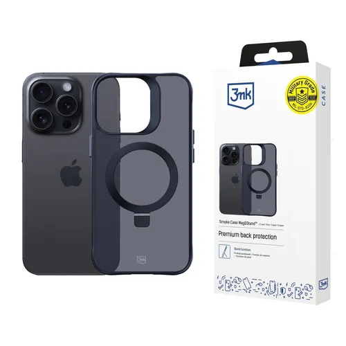 3MK Smoke Case für iPhone 13 Pro Max mit MagSafe und Stand - Stylische Mobiltelefontasche mit integriertem Standfuß für bequemes Ansehen von Inhalten, kompatibel mit MagSafe für einfaches Befestigen und Laden.