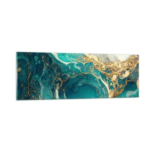 Wandbilder 90x30cm Glasbild Abstraktion Marmor Stein Klein Bilder Art Wanddeko