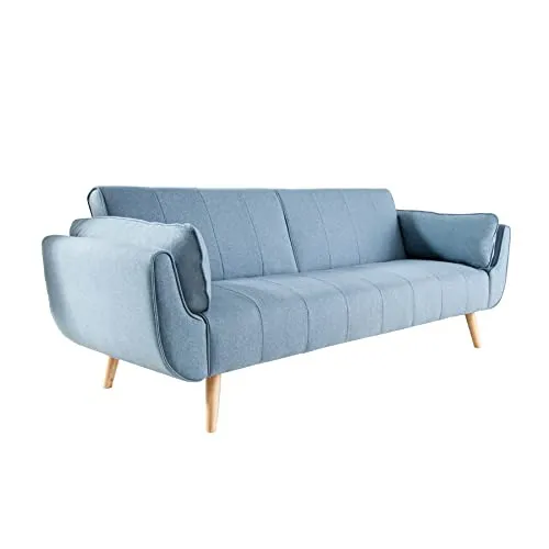 riess-ambiente Schlafsofa DIVANI 220cm hellblau - Skandinavisches 3-Sitzer Schlafsofa mit Bettfunktion, ideal für Wohnzimmer; verwandelt sich mühelos in ein Gästebett und bietet hohen Sitz- und Liegekomfort.
