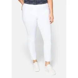 Stretch-Hose SHEEGO "Große Größen", Damen, Gr. 40, Normalgrößen, weiß, Obermaterial: 70% Viskose, 25% Polyamid, 5% Elasthan, unifarben, sportlich, lang, Hosen, knitterarm und pflegeleicht