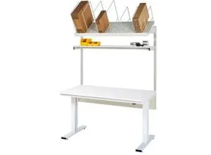 Rau Packtischsystem 01 Werktisch-Serie adlatus 300, B 1500 x T 800 x H 720-1120 mm, Melamin-Platte, bis 300 kg