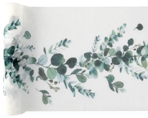 Voile-Tischläufer Eukalyptus 3m x 30cm Kommunion Konfirmation Firmung Hochzeit