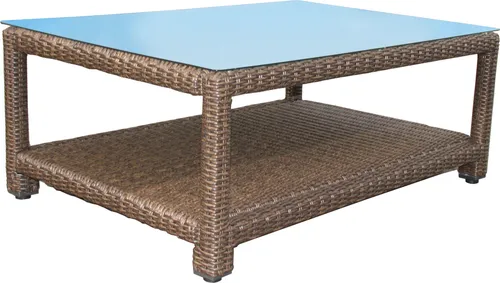 Famous Home Rattan Lounge Tisch 120x80cm - Gartensofas, stilvoller Lounge Tisch mit rostfreiem Aluminiumgestell und witterungsbeständigem Polyrattan, ideal für Ihre Terrasse oder den Garten.