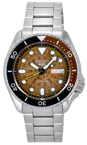Seiko 5 Watch SRPJ47K1 - Sportliche Herrenuhr aus Edelstahl - Armbanduhren mit Automatikwerk, 10 bar wasserdicht und einseitig drehbare Lünette für optimale Funktionalität im Alltag und beim Sport.