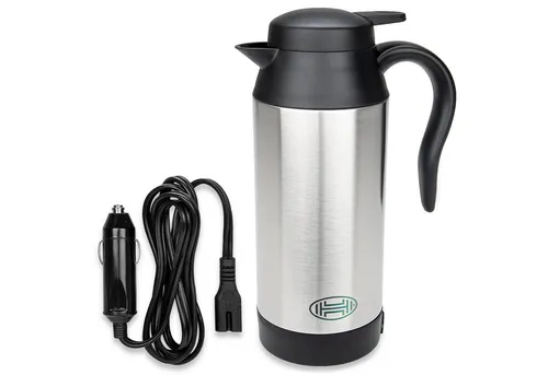 HEYNER Reise-Wasserkocher 12V – Edelstahl mit Warmhaltefunktion - Praktischer Wasserkocher für unterwegs, 750ml Kapazität, ideal für Auto und Reisen, sorgt für warmes Wasser jederzeit.